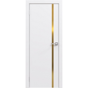 Дверь межкомнатная Эмаль Line-2 (Белый/ Золотой молдинг)